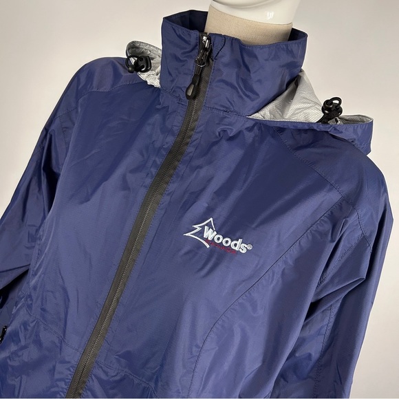 Woods Canada Blue Hooded Windbreaker Jacket Size L - Picture 4 of 12